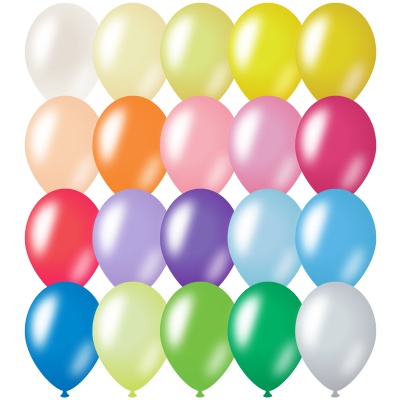 Воздушные шары, 100 шт., М12/30см, металлик, 20 цветов ассорти, ArtSpace, Китай
