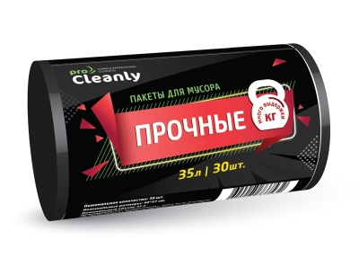 Пакеты для мусора 35л, HD (прочные), 49 х 57см, 12мкм,  (30шт) , PRO CLEANLY, Россия