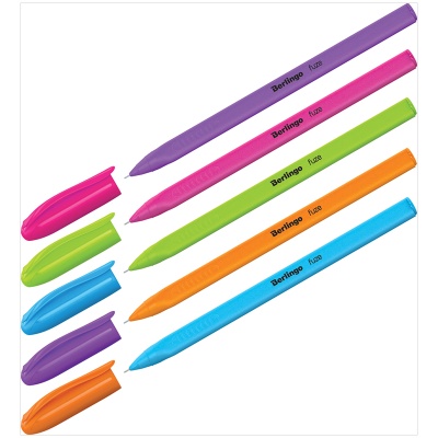 Ручка шариковая , трехгранный корпус, BERLINGO, "Triangle Fuze Stick", корпус с покрытием silk-touch, ассорти, 0,3мм, Китай