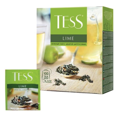 Чай зелёный TESS  "Lime", зе 100 пак., зеленый с цедрой цитрусовых