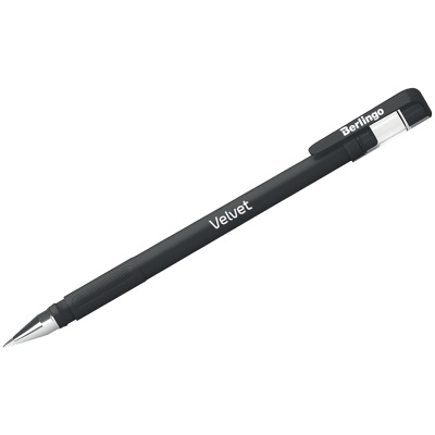 Ручка гелевая, имитация грипа, BERLINGO, Velvet, корпус с покрытием silk-touch, черный, 0,4мм, Китай