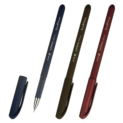 Ручка шариковая-масляная, имитация грипа, BRUNO VISCONTI, SoftWrite, корпус с покрытием silk-touch, ассорти, 0,3мм, Китай