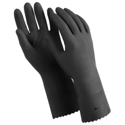 Перчатки латексные MANIPULA "КЩС-1", двухслойные, размер 9 (L), черные, L-U-03