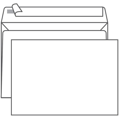 Конверт С-4 (229х324 мм), белый, 100г/м2, отрывная лента, б/подсказа, б/окна,  (500шт) , NN, Россия