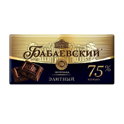 Шоколад плитка Бабаевский  горький 75%, 100г, фасованный, Россия