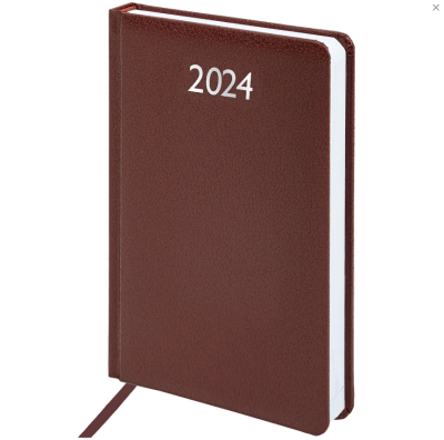  Ежедневник  дат.2024, "Profile", коричневый, А5, балакрон, 168, , белый блок, BRAUBERG, Россия