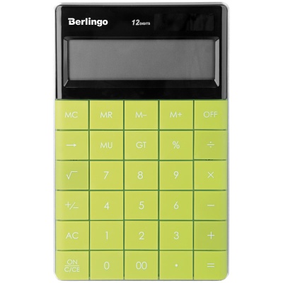 Калькулятор настольный BERLINGO Power TX, 12 разряд, 2 питание, пластик, зеленый, 165 x 105 x 13мм, Китай