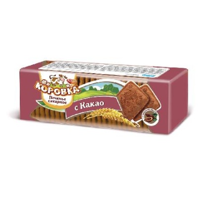 Печенье Коровка, Сахарное , с какао, 375г, Россия