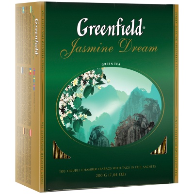 Чай зеленый Jasmine Dream 100пак, с ярлыком, Greenfield, Россия