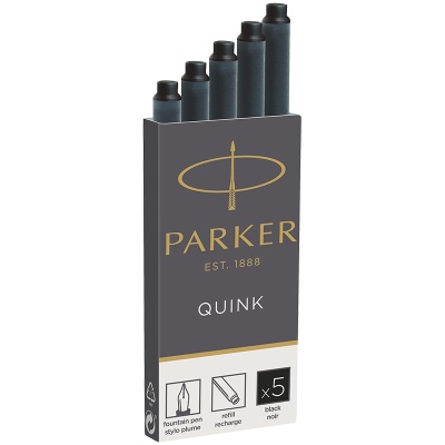 Чернила для ручек картридж удлиненный, 1,33мл,  (5шт) , Quink, Parker, Франция