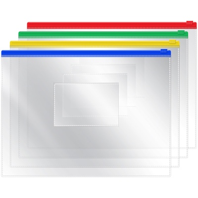 Папка - конверт на молнии, А5, пластик, прозрачная, 120мкм, OfficeSpace, Китай