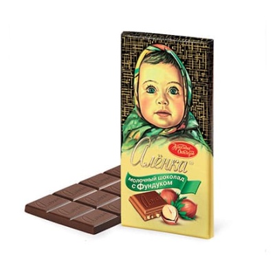 Шоколад плитка Алёнка  молочный с фундуком , 100г, фасованный, Россия