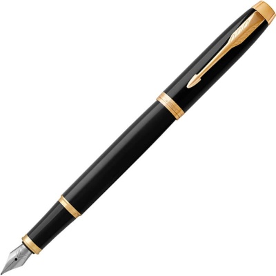 Ручка  подарочная  перьевая, Parker, IM Core F321 (1931645) Black GT, съемный колпачок, корпус латунь, 0,7мм, лак/золото, картон.подар.футляр, Parker, Франция