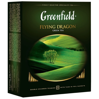 Чай зеленый Flying Dragon 100пак, с ярлыком, Greenfield, Россия
