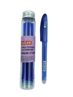 Ручка гелевая стираемая, _, AXLER, 1ручка+9стержней, корпус пластик, голубой, 0,4мм, Китай